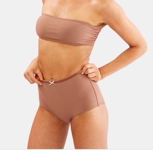 Solid and striped the violet swimsuit in mocha
